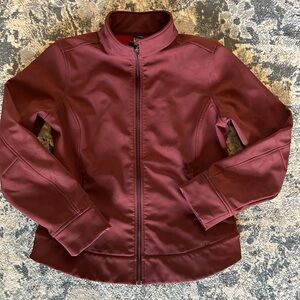 Patagonia Jacket Women Large Burgundy Demitasse Floral Soft Shell Fleece Lined